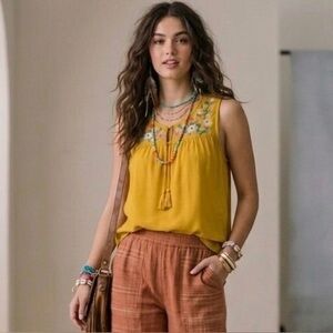 J.Crew Floral Embroidered Peasant Tank Top